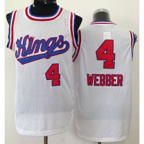 Sacramento Kings #4 Chris Webber White New Throwback Stitched Jersey Mens