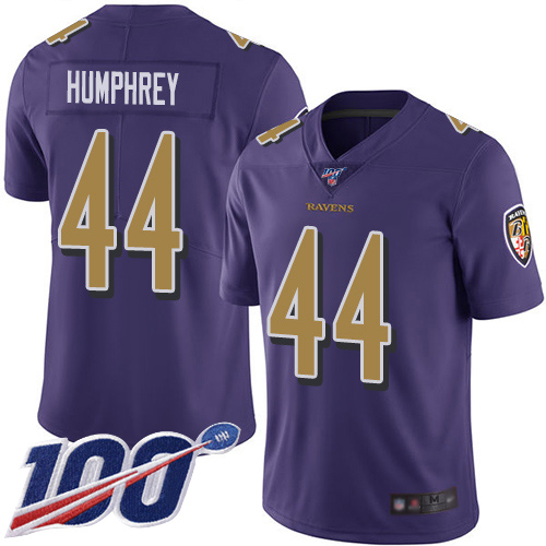 Ravens #44 Marlon Humphrey Purple Men's Stitched Limited Rush 100th Season Jersey