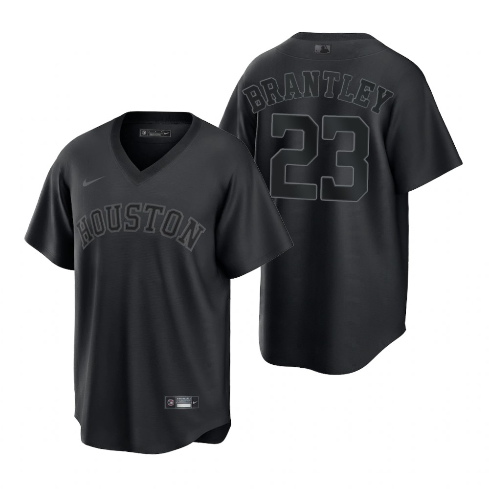 Houston Astros #23 Michael Brantley Men's Black Pitch Black Fashion Jersey