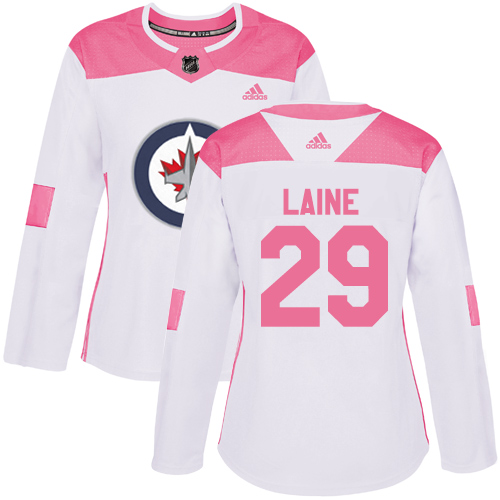 Adidas Winnipeg Jets #29 Patrik Laine White/Pink Authentic Fashion Women's Stitched Jersey Womens