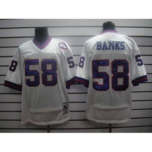 Mitchell and Ness New York Giants #58 Carl Banks White Stitched Jersey Men's