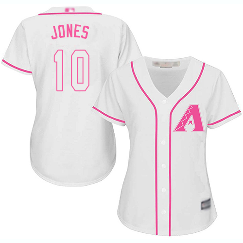 Arizona Diamondbacks #10 Adam Jones White/Pink Fashion Women's Stitched Jersey Womens