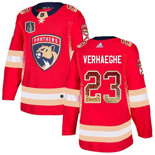 Adidas Panthers #23 Carter Verhaeghe Red 2023 Stanley Cup Final Patch Home Authentic Drift Fashion Stitched Jersey