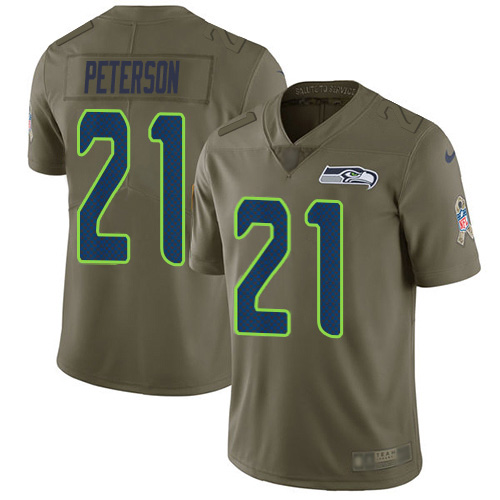 Seattle Seahawks #21 Adrian Peterson Olive Men's Stitched Limited 2017 Salute To Service Jersey Men's