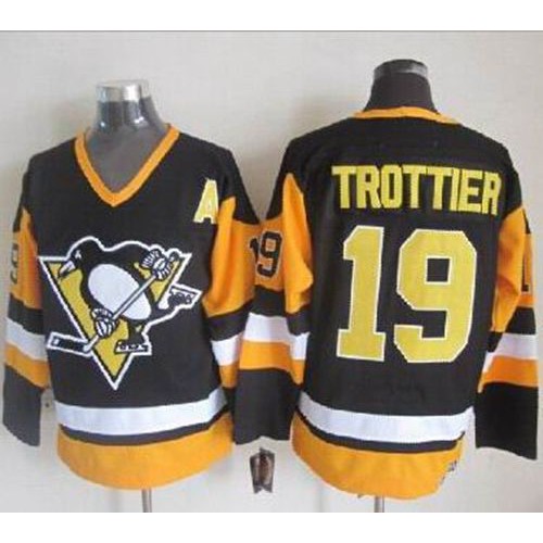 Pittsburgh Penguins #19 Bryan Trottier Black CCM Throwback Stitched Jersey Men's