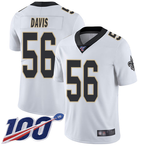 New Orleans Saints #56 DeMario Davis White Men's Stitched 100th Season Vapor Limited Jersey Men's