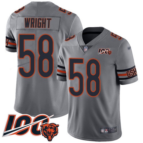 Bears #58 Darnell Wright Silver Youth Stitched Limited Inverted Legend 100th Season Jersey
