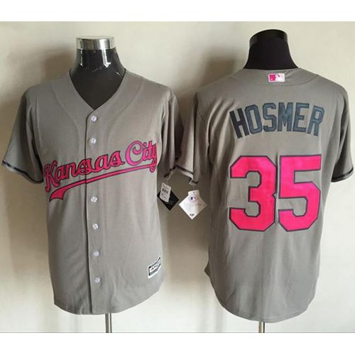 Kansas City Royals #35 Eric Hosmer Grey New Cool Base Mother's Day Stitched Jersey Men's