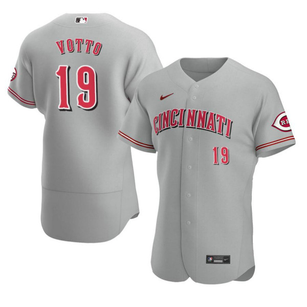 Men's Cincinnati Reds 19 Authentic 2020 Road Gray Joey Votto Jersey