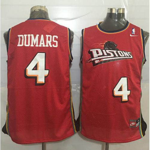Detroit Pistons #4 Joe Dumars Red Throwback Stitched Jersey Mens