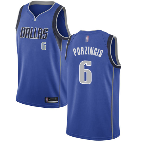 Dallas Mavericks #6 Kristaps Porzingis Royal Womens Swingman Icon Edition Jersey Womens