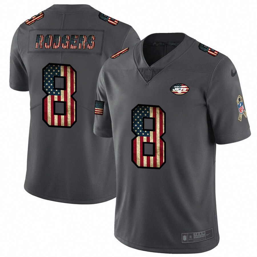 New York Jets #8 Aaron Rodgers 2018 Salute To Service Retro USA Flag Limited Jersey