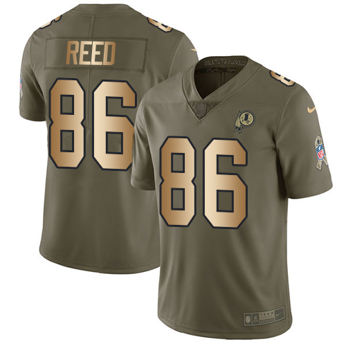 Washington Commanders #86 Jordan Reed Olive/Gold Youth Stitched Limited 2017 Salute to Service Jersey Youth