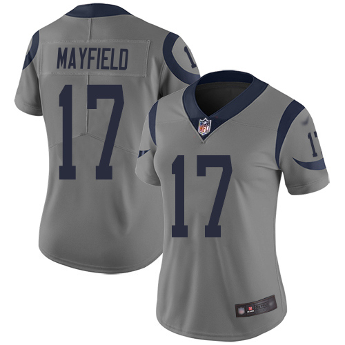 Rams #17 Baker Mayfield Gray Women's Stitched Limited Inverted Legend Jersey