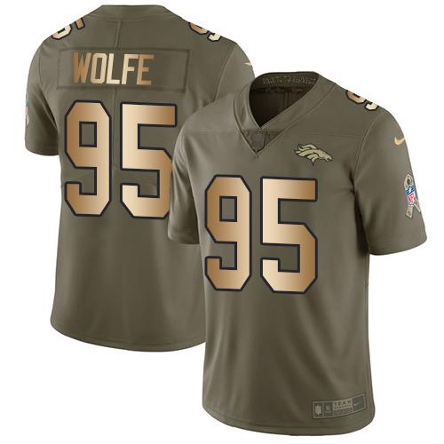 Denver Broncos #95 Derek Wolfe Olive/Gold Men's Stitched Limited 2017 Salute To Service Jersey Men's