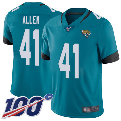 Jaguars #41 Josh Allen Teal Green Alternate Men's Stitched 100th Season Vapor Limited Jersey