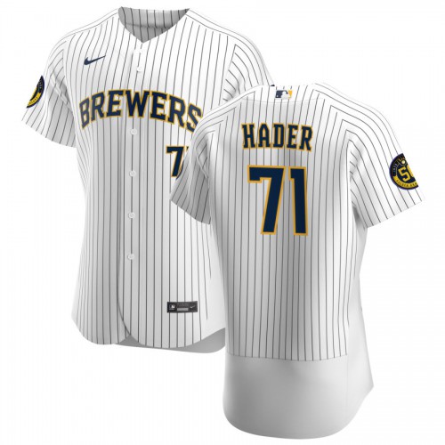 Milwaukee Milwaukee Brewers #71 Josh Hader Men's White Home 2020 Authentic Player Jersey Men's