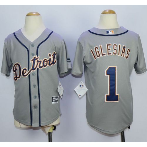 Detroit Tigers #1 Jose Iglesias Grey Cool Base Stitched Youth Jersey Youth