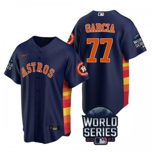 Houston Houston Astros #77 Luis Garcia Men's 150th Anniversary 2021 World Series Game Jersey - Navy Men's