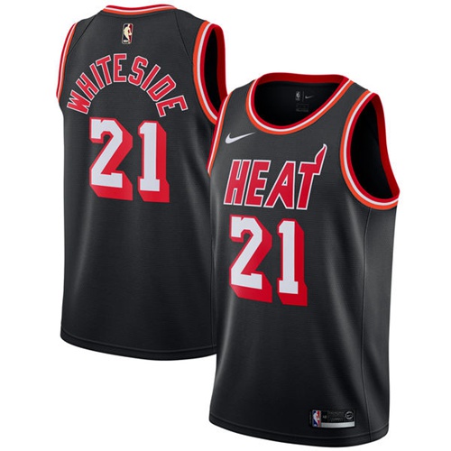 Miami Heat #21 Hassan Whiteside Black Swingman Hardwood Classics Jersey Mens