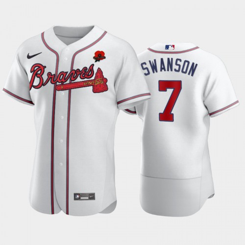 Atlanta Atlanta Braves #7 Dansby Swanson Men's Authentic 2021 Memorial Day Jersey - White Men's