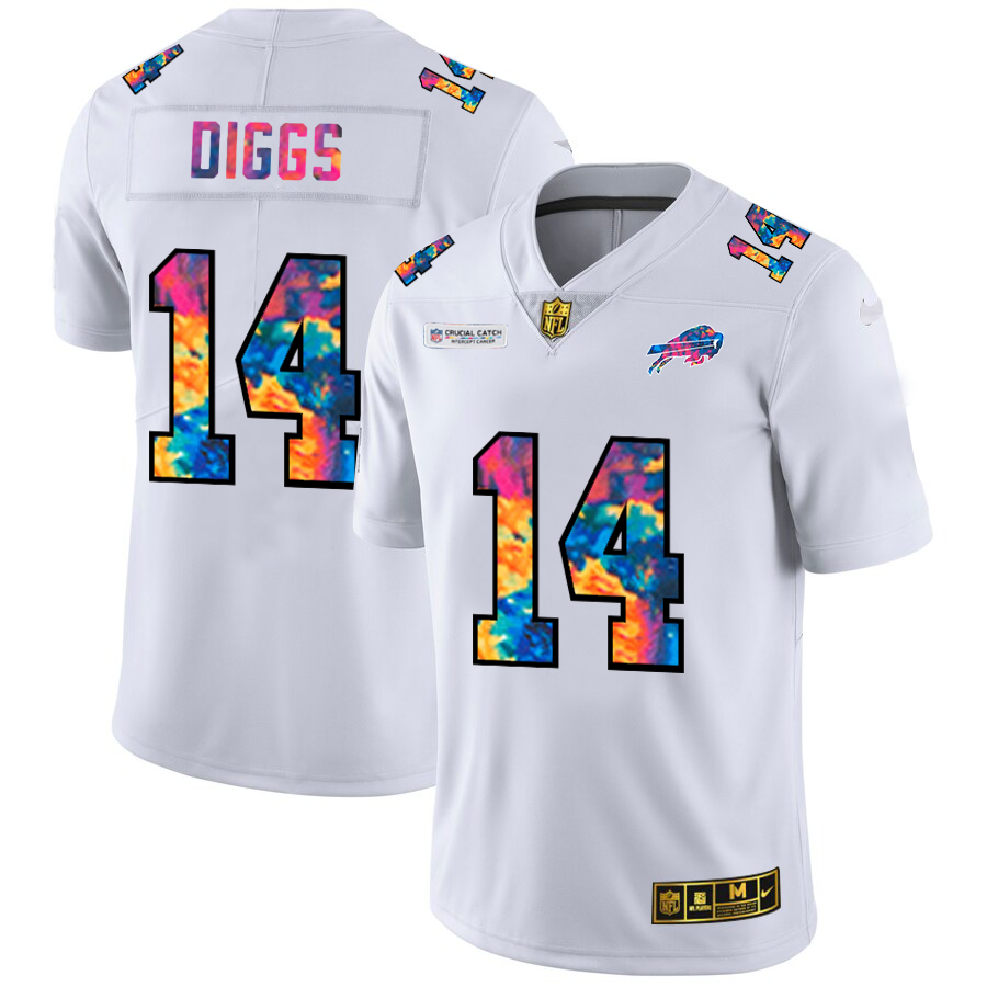 Buffalo Bills #14 Stefon Diggs Men's White Multi-Color 2020 Crucial Catch Limited Jersey