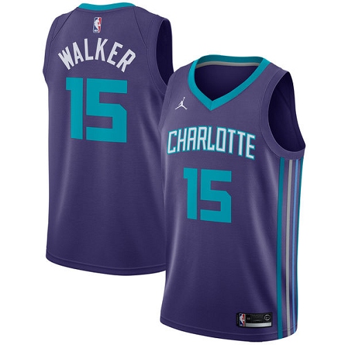 Charlotte Hornets #15 Kemba Walker Purple Youth Jordan Swingman Statement Edition Jersey Youth