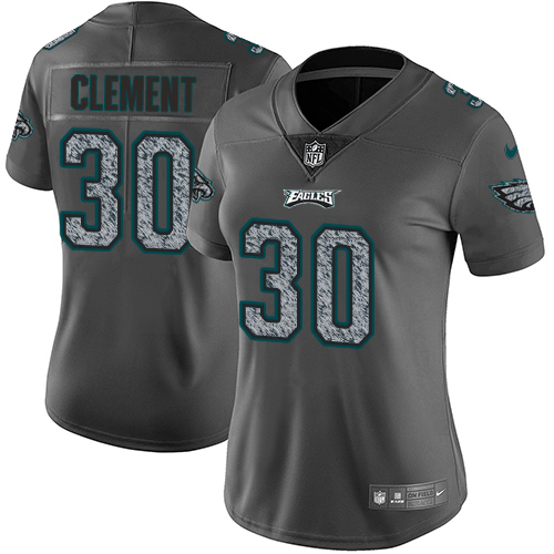 Philadelphia Eagles #30 Corey Clement Gray Static Women's Stitched Vapor Untouchable Limited Jersey Womens