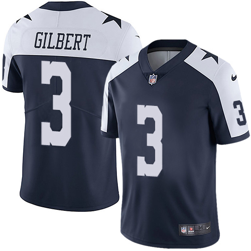Dallas Cowboys #3 Garrett Gilbert Navy Blue Thanksgiving Youth Stitched 100th Season Vapor Throwback Limited Jersey Youth