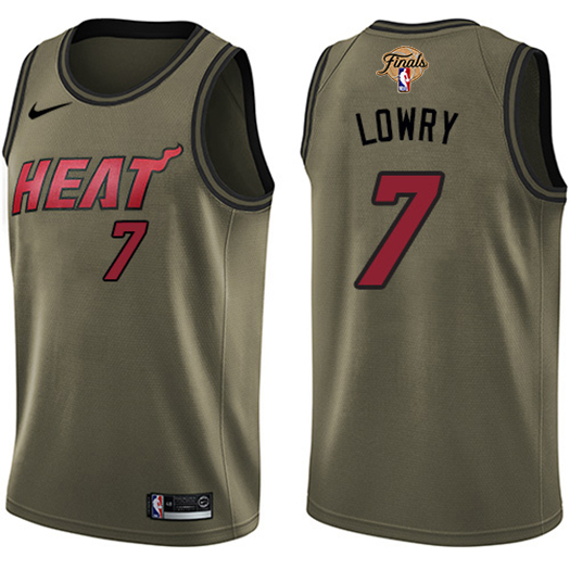 Heat #7 Kyle Lowry Green Salute To Service 2023 Finals Patch Swingman Jersey