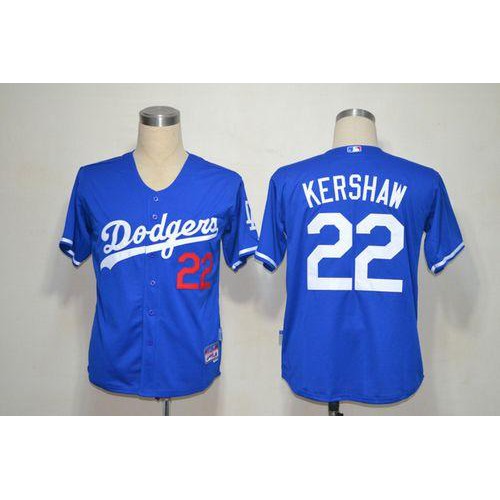 Los Angeles Dodgers #22 Clayton Kershaw Blue Cool Base Stitched Jersey Men's