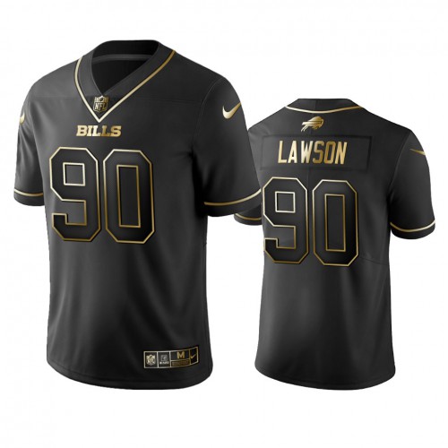 Buffalo Bills #90 Shaq Lawson Black Golden Limited Edition Stitched Jersey Men's