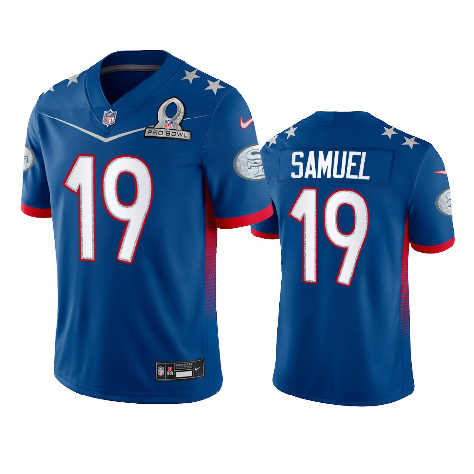 49ers #19 Deebo Samuel Men's 2022 NFC Pro Bowl Game Jersey Royal
