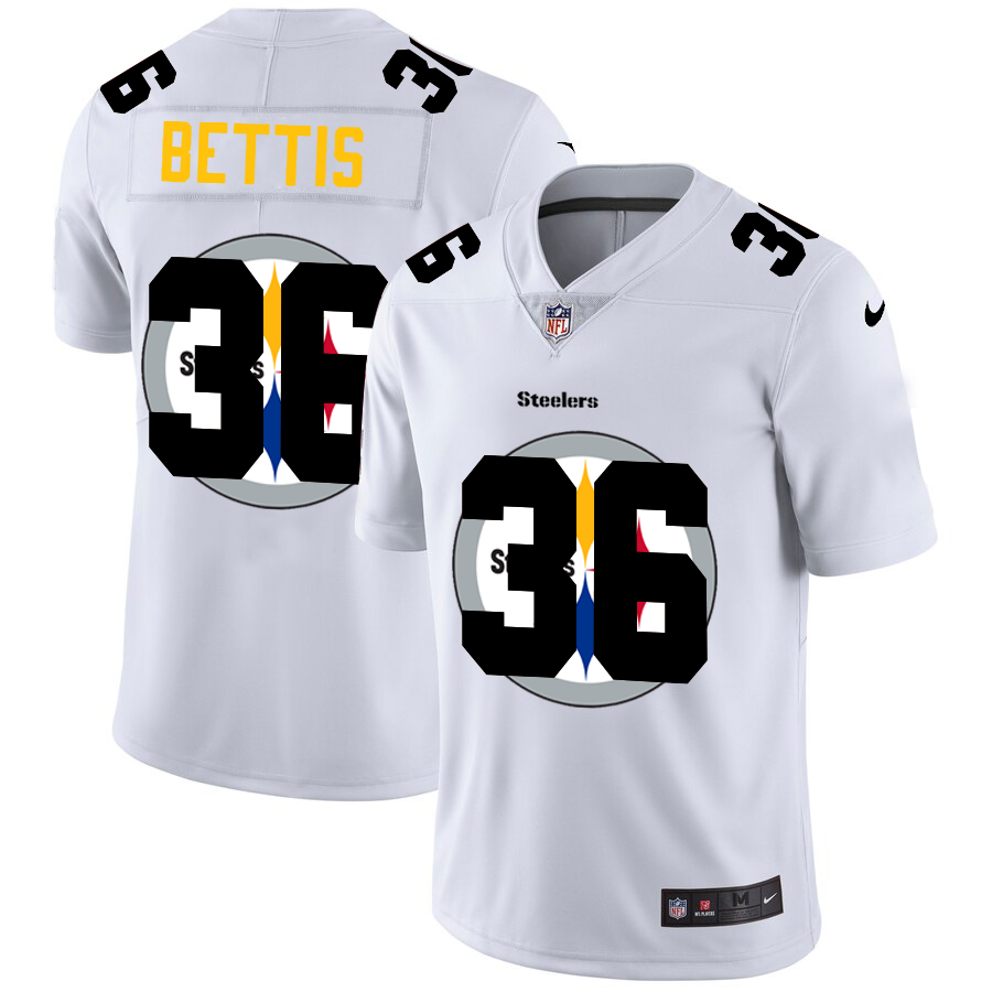 Pittsburgh Steelers #36 Jerome Bettis White Men's Team Logo Dual Overlap Limited Jersey
