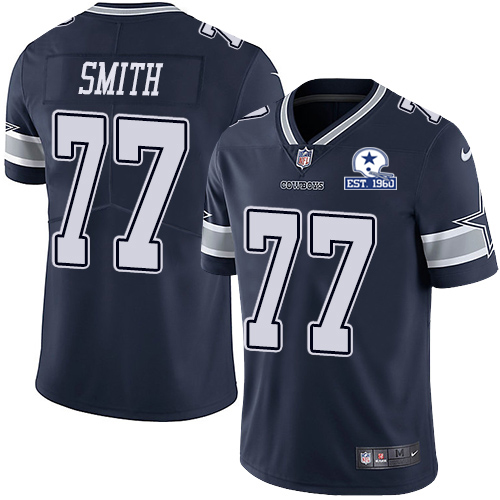 Dallas Cowboys #77 Tyron Smith Navy Blue Team Color Men's Stitched With Established In 1960 Patch Vapor Untouchable Limited Jersey Men's