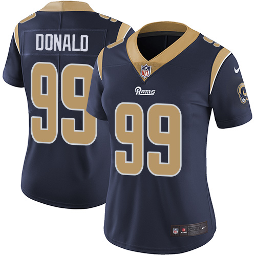 Rams #99 Aaron Donald Navy Blue Team Color Women's Stitched Vapor Untouchable Limited Jersey