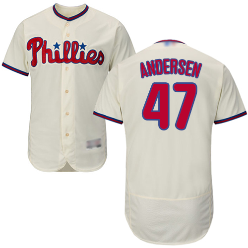 Philadelphia Phillies #47 Larry Andersen Cream Flexbase Authentic Collection Stitched Jersey Men's