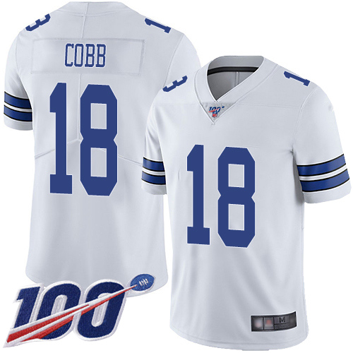 Dallas Cowboys #18 Randall Cobb White Men's Stitched 100th Season Vapor Limited Jersey Men's
