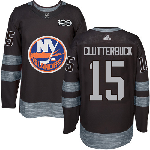 Adidas New York Islanders #15 Cal Clutterbuck Black 1917-2017 100th Anniversary Stitched Jersey Men's