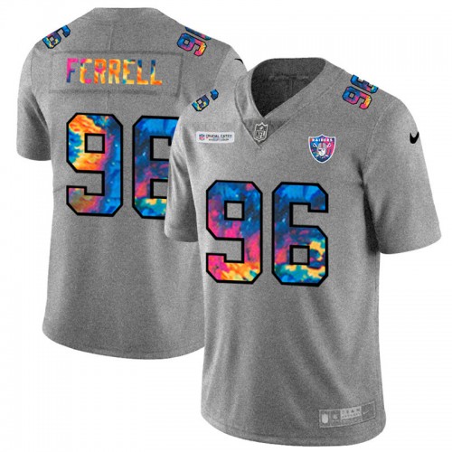 Las Vegas Las Vegas Raiders #96 Clelin Ferrell Men's Multi-Color 2020 Crucial Catch Jersey Greyheather Men's