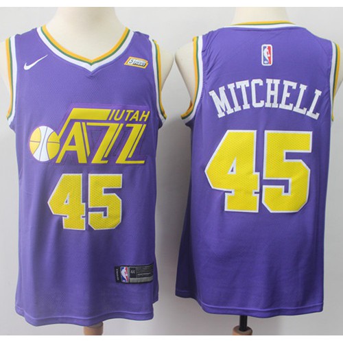 Utah Jazz #45 Donovan Mitchell Purple Swingman Jersey Mens