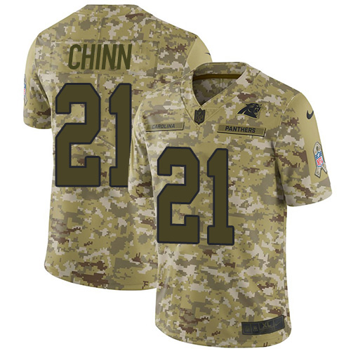 Panthers #21 Jeremy Chinn Camo Youth Stitched Limited 2018 Salute To Service Jersey