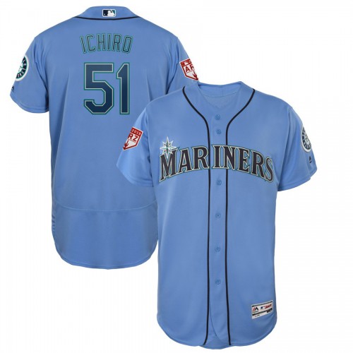 Seattle Mariners #51 Ichiro Suzuki Light Blue 2019 Spring Training Flex Base Stitched Jersey Men's