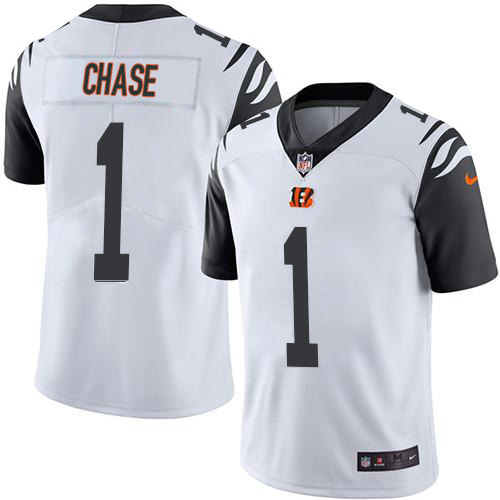 Bengals #1 Ja'Marr Chase White Youth Stitched Limited Rush Jersey