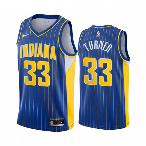 Indiana Pacers #33 Myles Turner Blue Swingman 2020-21 City Edition Jersey Mens
