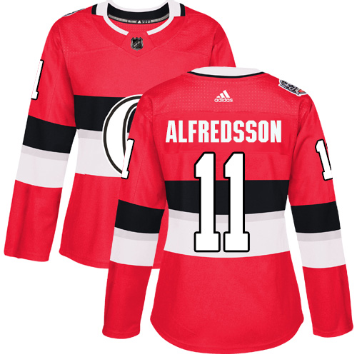 Adidas Ottawa Senators #11 Daniel Alfredsson Red Authentic 2017 100 Classic Women's Stitched Jersey Womens
