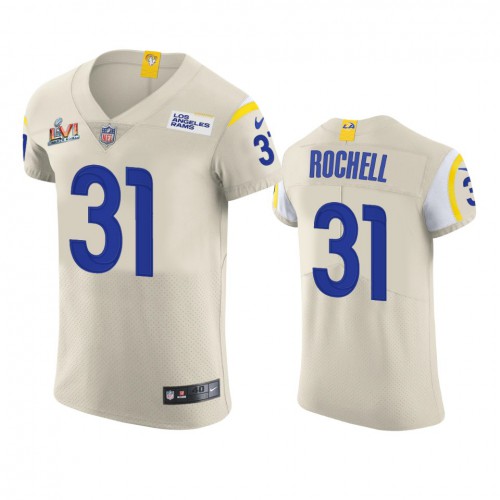 Los Angeles Los Angeles Rams #31 Robert Rochell Men's Super Bowl LVI Patch Vapor Elite Player Jersey - Bone Men's