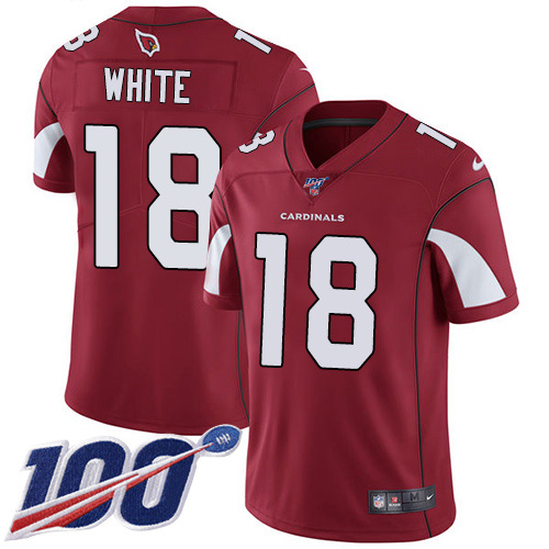 Arizona Cardinals #18 Kevin White Red Team Color Men's Stitched 100th Season Vapor Limited Jersey Men's