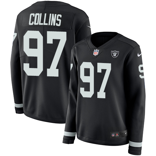 Las Vegas Raiders #97 Maliek Collins Black Team Color Women's Stitched Limited Therma Long Sleeve Jersey Womens