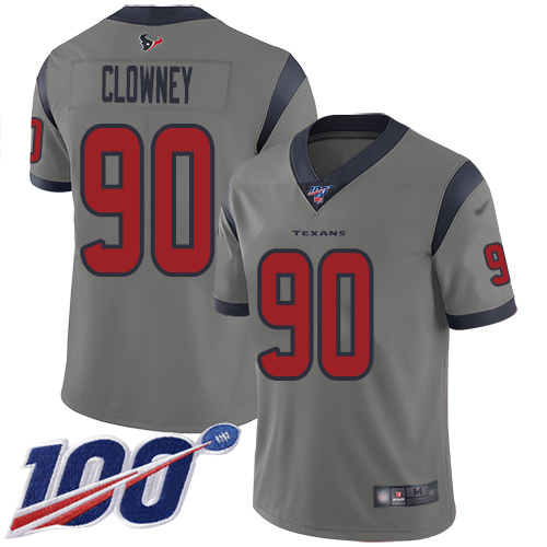 Houston Texans #90 Jadeveon Clowney Gray Youth Stitched Limited Inverted Legend 100th Season Jersey Youth